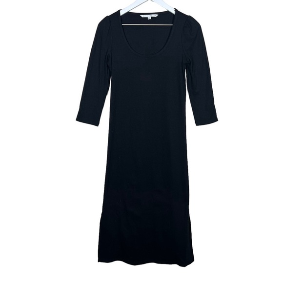 The Nines by Hatch Black Ribbed Long Sleeve Midi Dress Maternity Size XS - Picture 1 of 10
